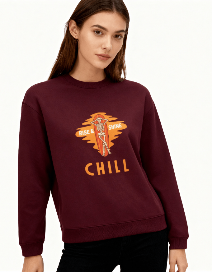 Illustrated Skull Unisex Oversized Sweatshirt