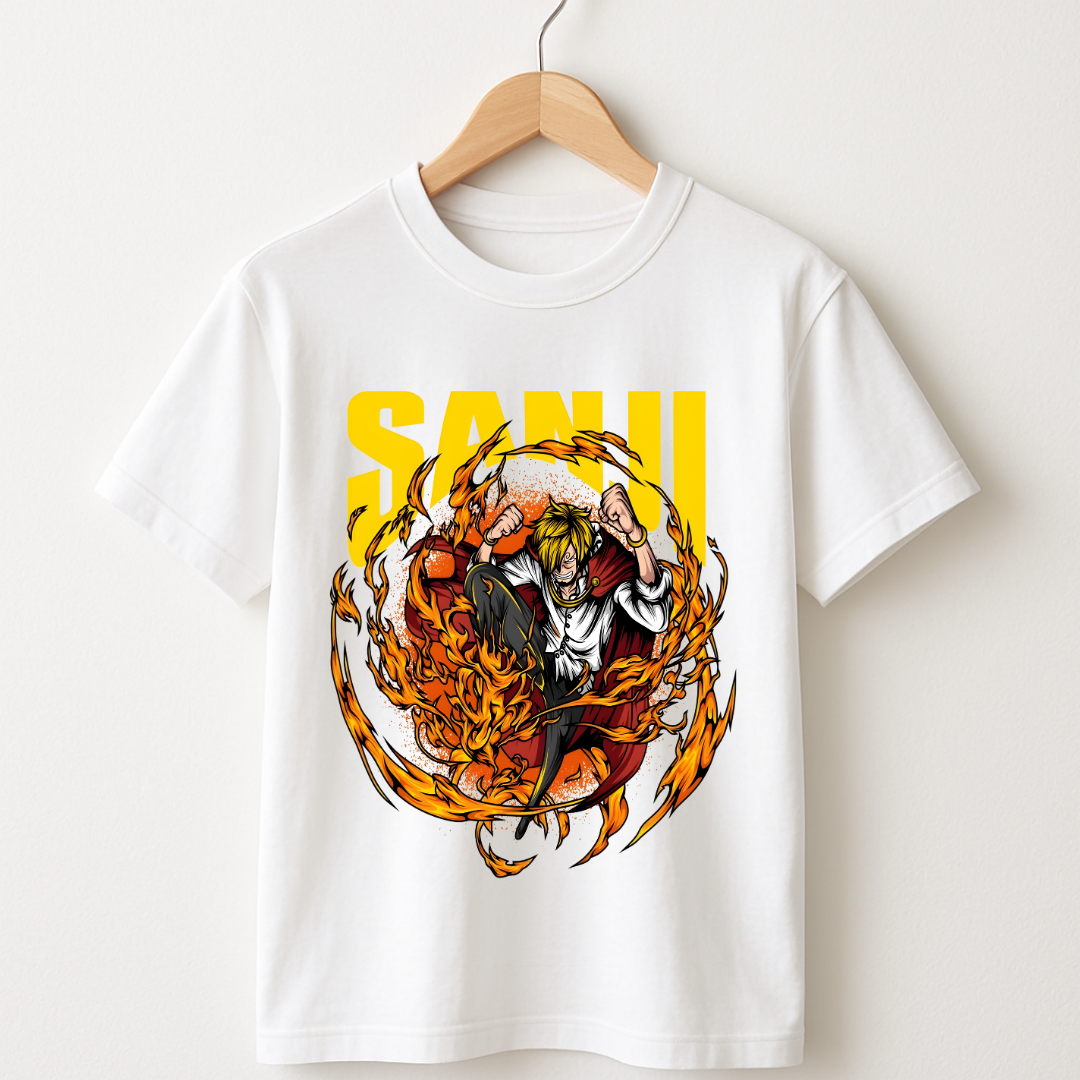 Blue Flame Sanji Classic Crew T-Shirt