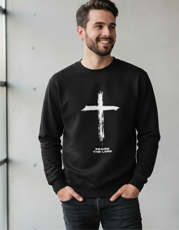 Black & White Praise the Lord Illustrative Sweatshirt
