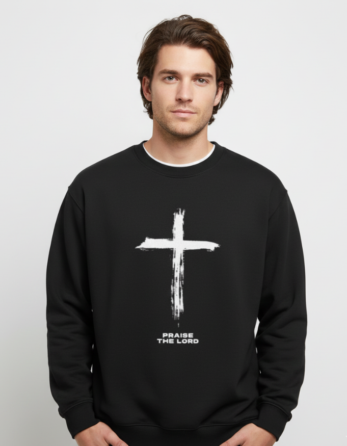 Black & White Praise the Lord Illustrative Sweatshirt