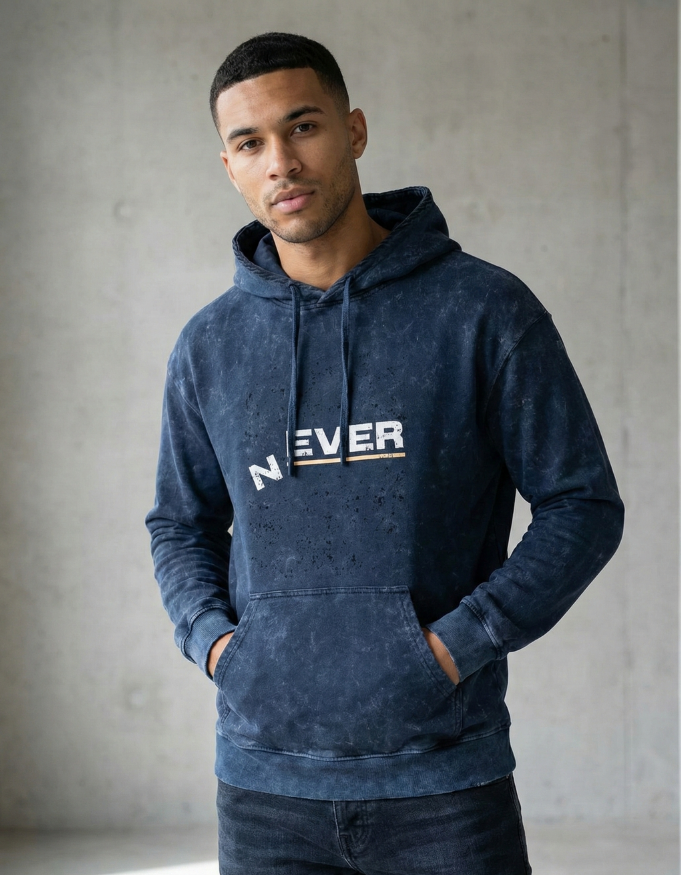 The Glitch "Never" Acid Washed Hoodie