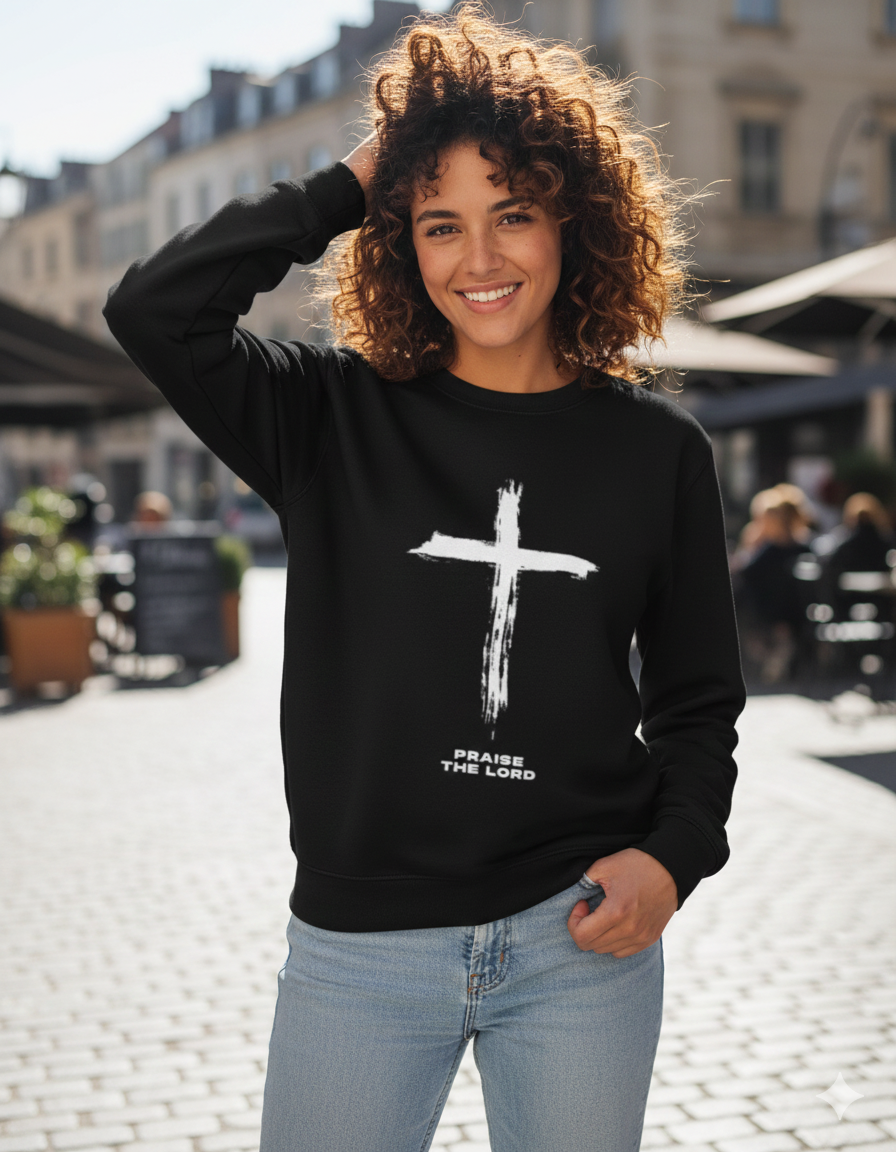 Black & White Praise the Lord Illustrative Sweatshirt