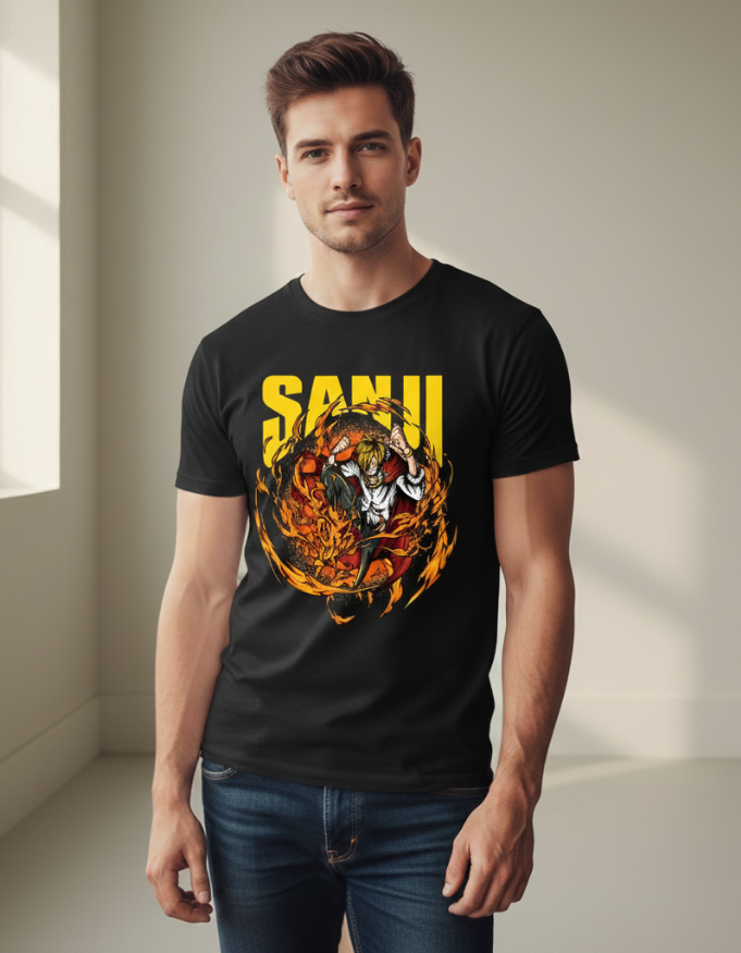 Blue Flame Sanji Classic Crew T-Shirt