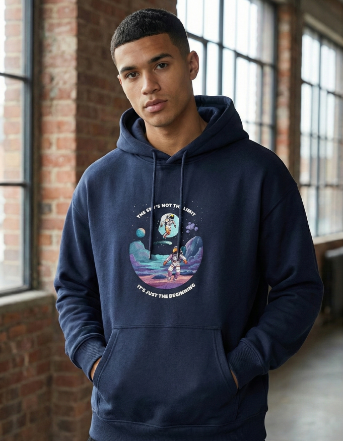 Illustrative Space Astronauts Motivation Oversized Hoodie