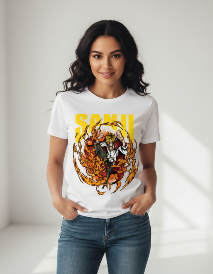 Blue Flame Sanji Classic Crew T-Shirt
