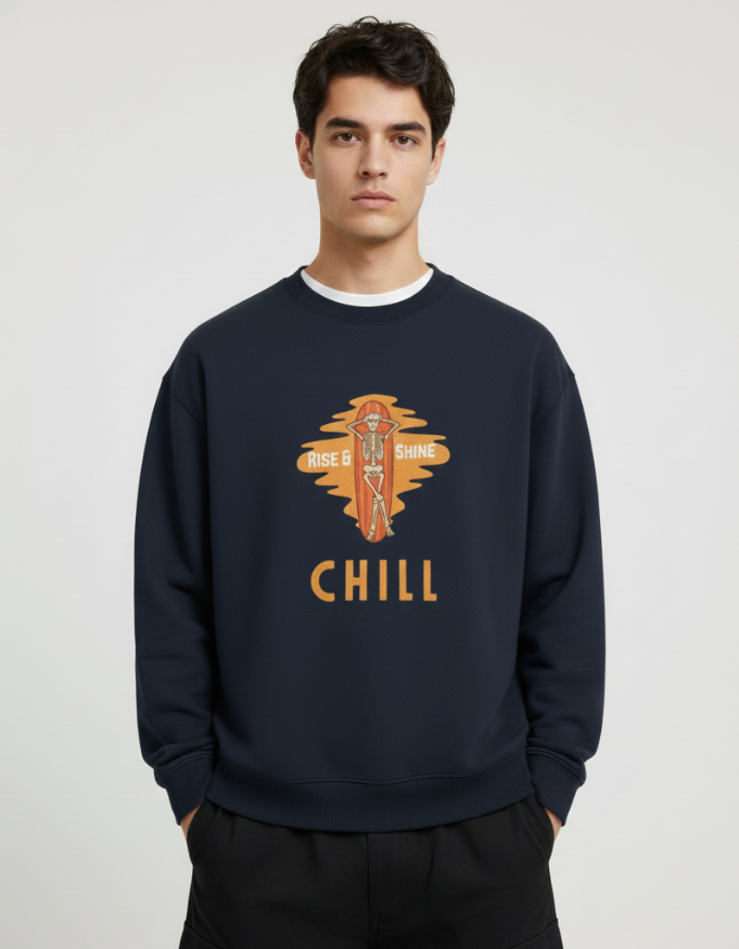 Illustrated Skull Unisex Oversized Sweatshirt
