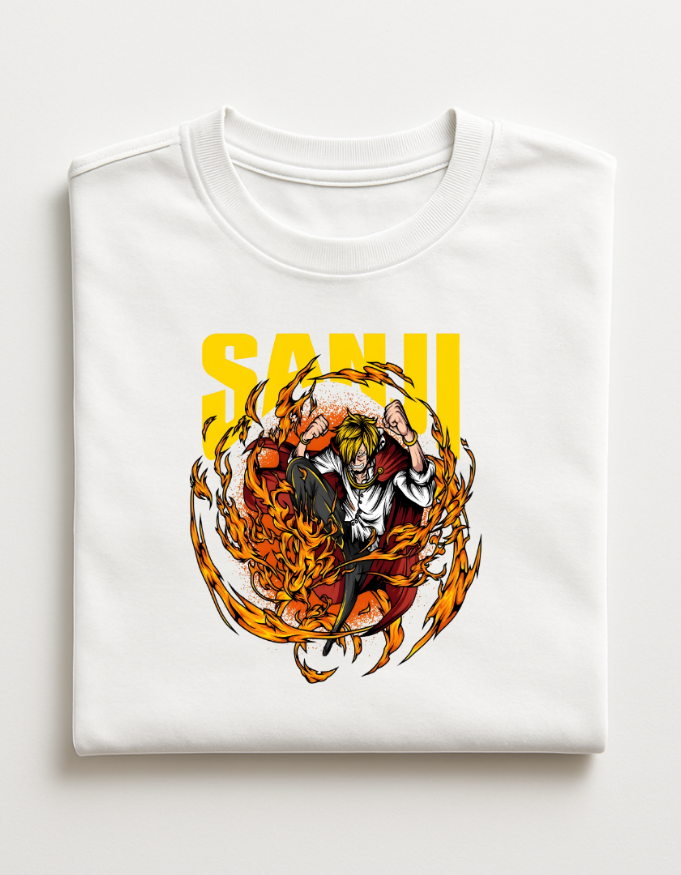 Blue Flame Sanji Classic Crew T-Shirt