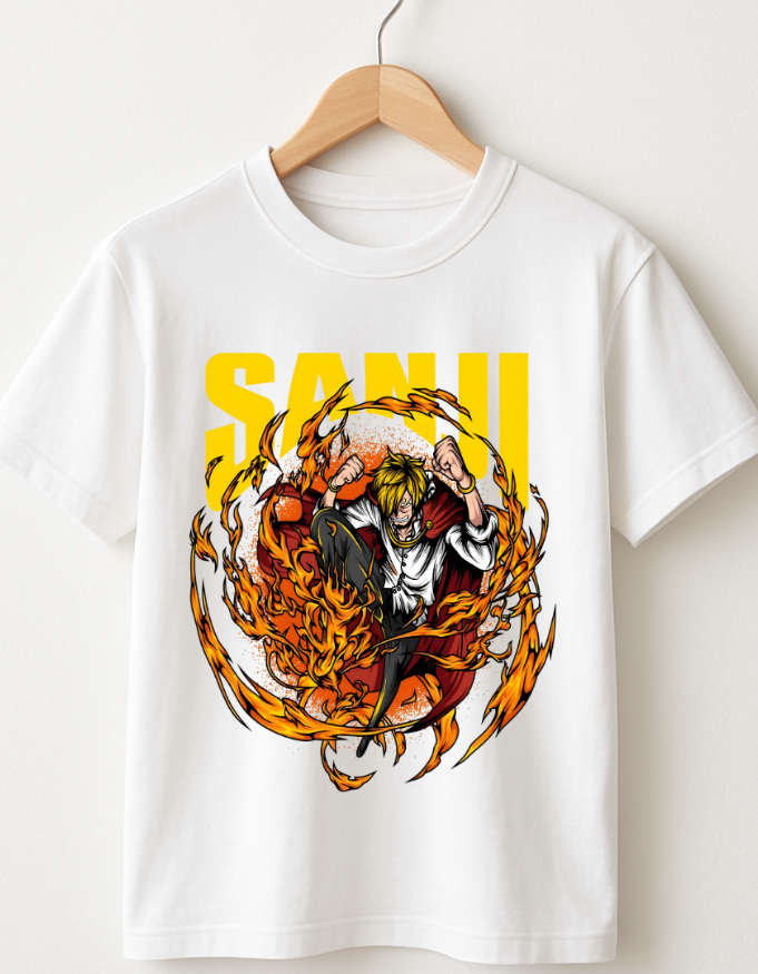 Blue Flame Sanji Classic Crew T-Shirt